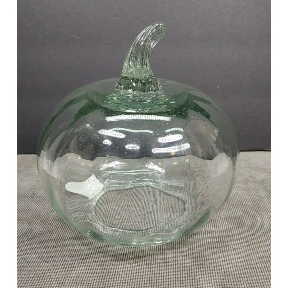 Pottery Barn Pumpkin Clear Recycled Glass Cloche Fall Harvest Décor 6”